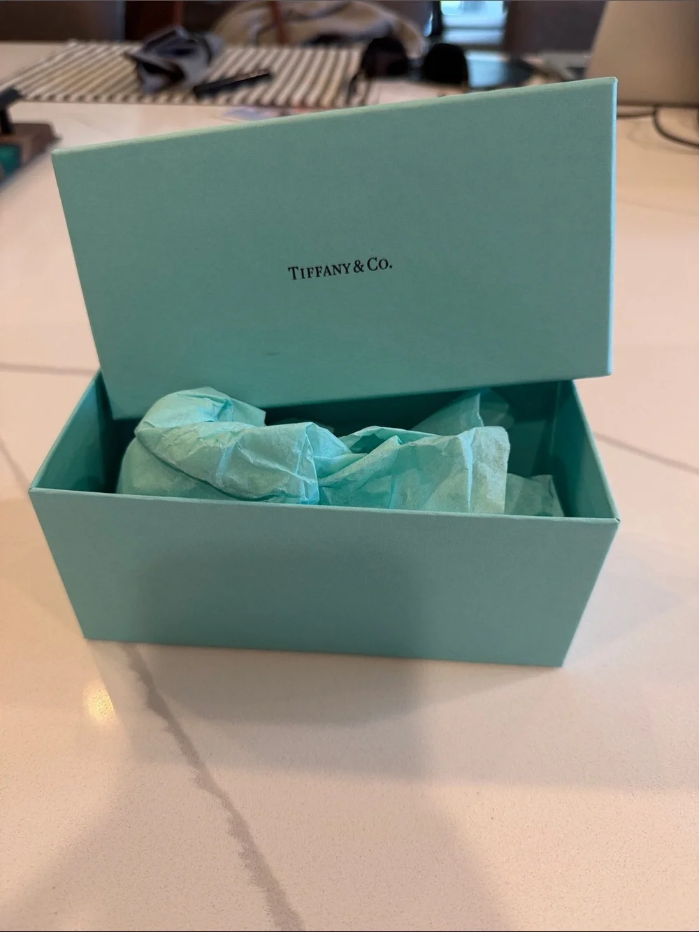 Tiffany & Co. Signature Blue Jewelry Box with Tissue